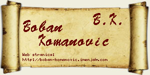 Boban Komanović vizit kartica